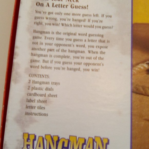 Vintage Hangman Board Game 1988 Milton Bradley Complete Game ages 8 and up - Picture 9 of 10